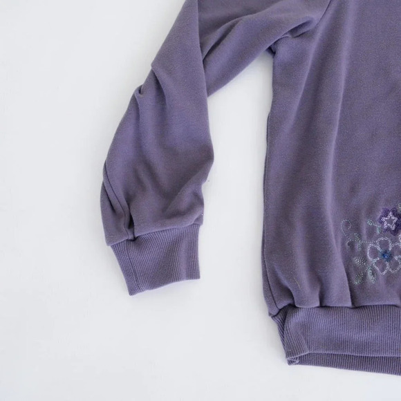 Vintage 90s Alfred Dunner Purple Embroidered Floral Collared Sweater M - Picture 7 of 10